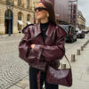 Leather Jacket Cropped Tops Streetwear - EverVibe