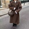 Buckle Lapel Long Overcoat - EverVibe - Image 7