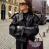 Leather Jacket Cropped Tops Streetwear - EverVibe - Image 5