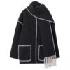 Woolen Coat Thick Loose With Scarf - EverVibe