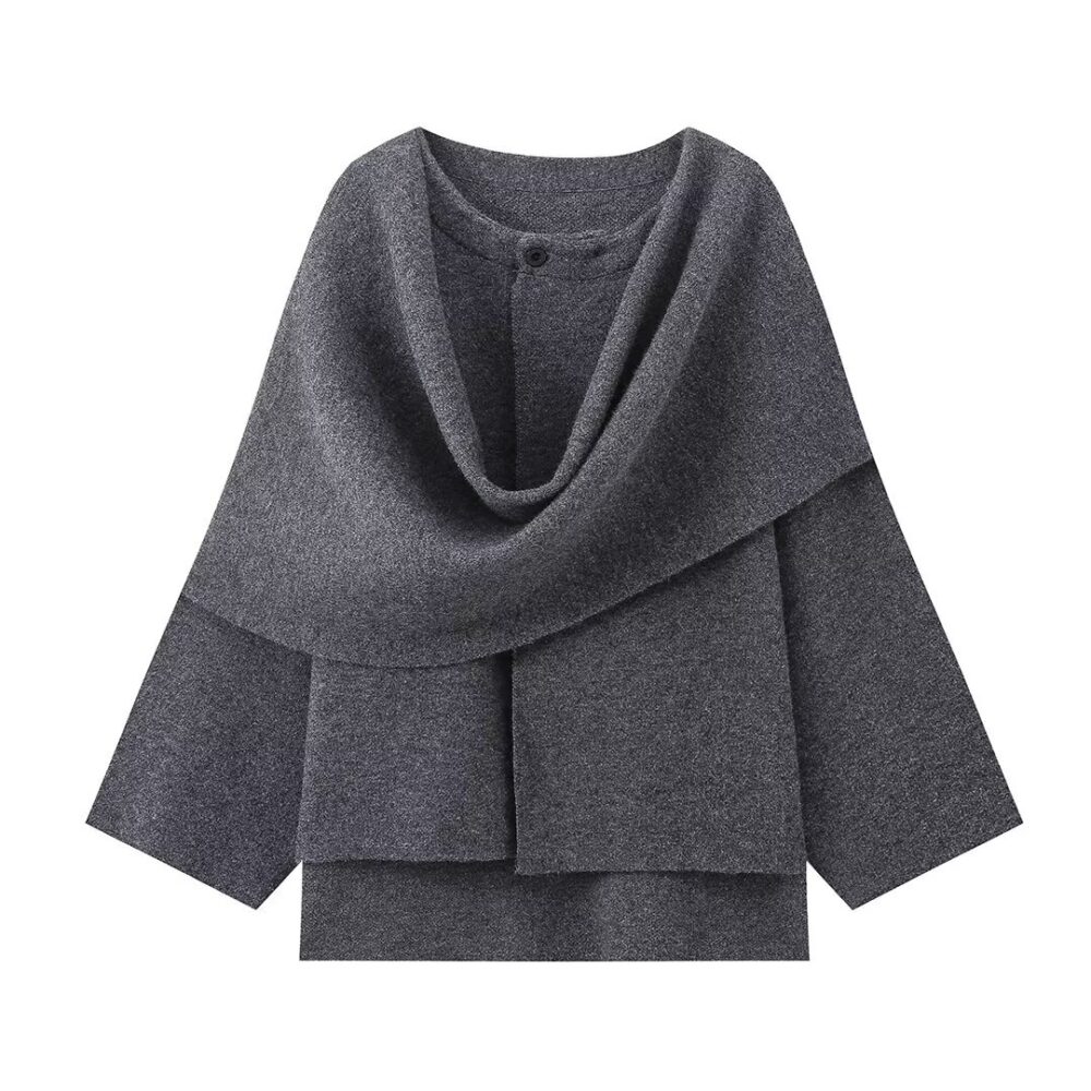 Casual Cape Knitted Sweater Coat - EverVibe - Image 7