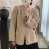 Round Neck Solid Color Top Coat - EverVibe