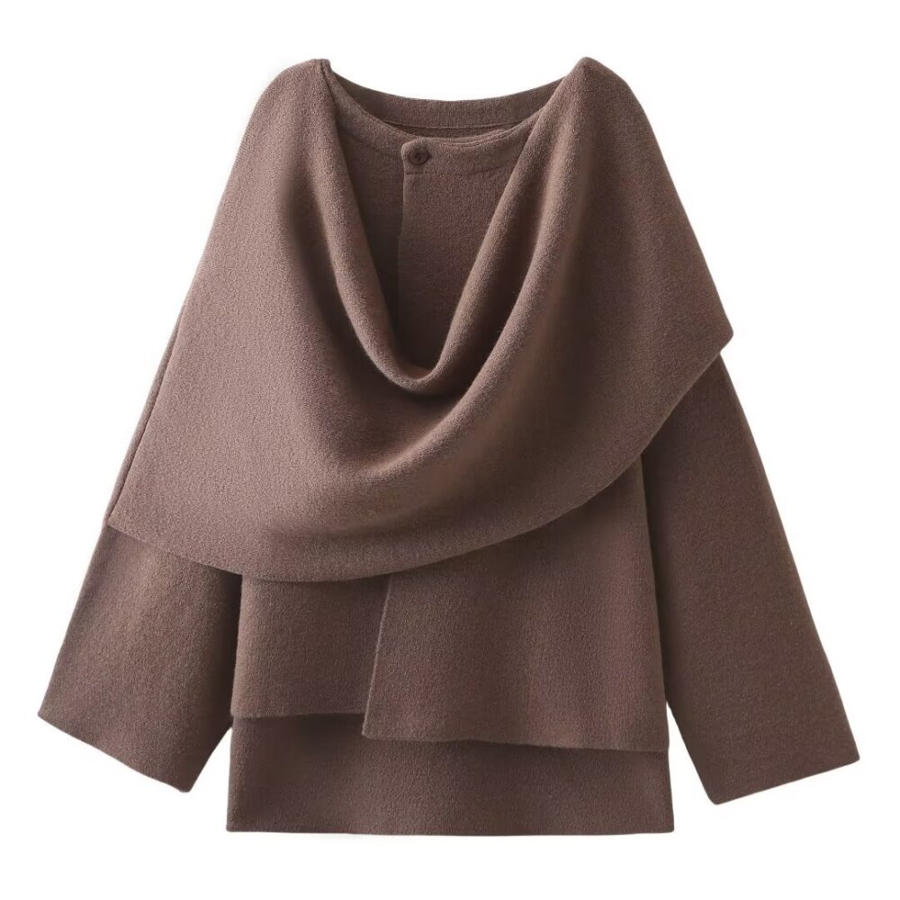 Casual Cape Knitted Sweater Coat - EverVibe - Image 2