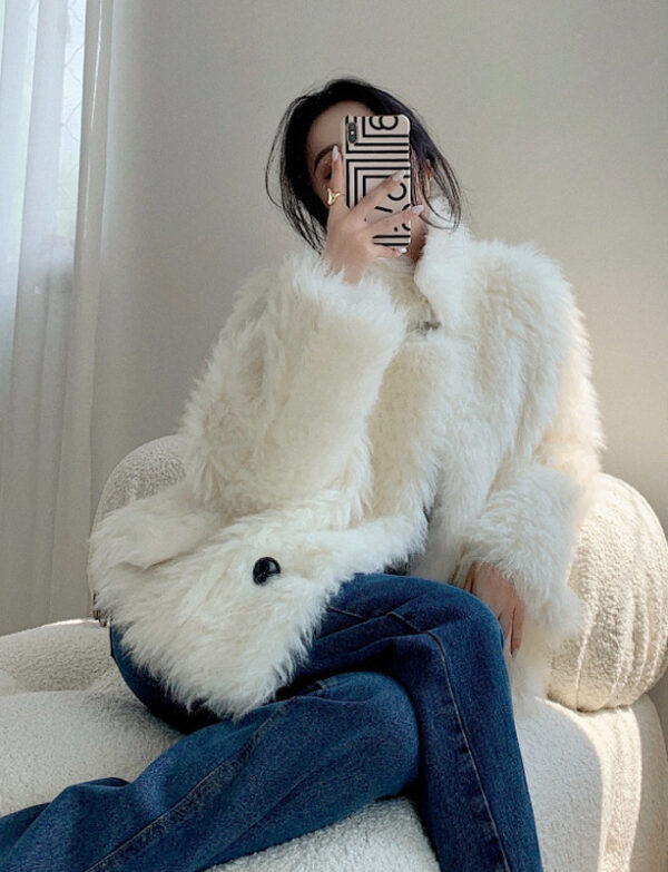 Wool Coat Imitation Lamb Fur - EverVibe