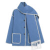 Woolen Coat Thick Loose With Scarf - EverVibe - Image 4