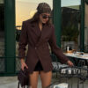 Lapel High Waist Slim Solid - EverVibe - Image 6