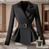Black Suit Slim-fit Jacket Elegant - EverVibe - Image 3
