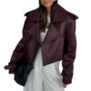 Leather Coat Short Loose - EverVibe - Image 3