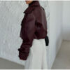Leather Coat Short Loose - EverVibe - Image 5