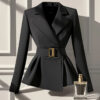 Black Suit Slim-fit Jacket Elegant - EverVibe - Image 4