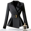 Black Suit Slim-fit Jacket Elegant - EverVibe - Image 5