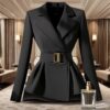 Black Suit Slim-fit Jacket Elegant - EverVibe - Image 2